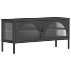 Meuble TV Noir en Verre Cannelé et Acier - 105 cm-Mon Meuble TV-2