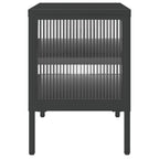 Meuble TV Noir en Verre Cannelé et Acier - 105 cm-Mon Meuble TV-6