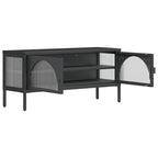 Meuble TV Noir en Verre Cannelé et Acier - 105 cm-Mon Meuble TV-7