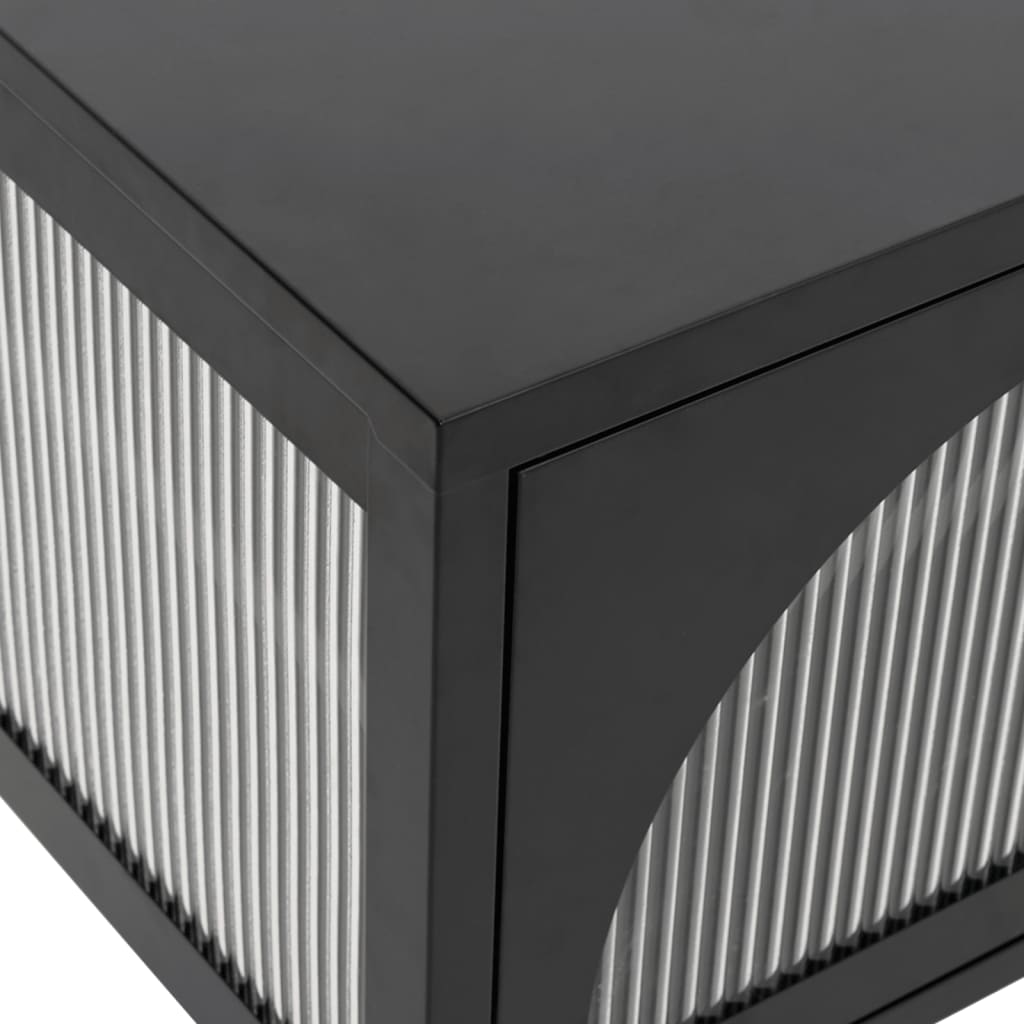 Meuble TV Noir en Verre Cannelé et Acier - 105 cm-Mon Meuble TV-8
