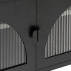 Meuble TV Noir en Verre Cannelé et Acier - 105 cm-Mon Meuble TV-9