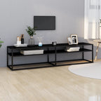 Meuble TV Noir en Verre Effet Marbre - 180 cm-Mon Meuble TV-Noir-180 cm-1-10