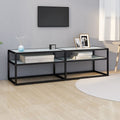Meuble TV Noir en Verre Effet Marbre - 180 cm-Mon Meuble TV-Noir et marbre blanc-140 cm-1-13