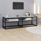 Meuble TV Noir en Verre Effet Marbre - 180 cm-Mon Meuble TV-Noir et marbre blanc-140 cm-1-13