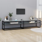 Meuble TV Noir en Verre Effet Marbre - 180 cm-Mon Meuble TV-Noir et marbre blanc-200 cm-1-15