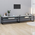 Meuble TV Noir en Verre Effet Marbre - 180 cm-Mon Meuble TV-Noir et marbre blanc-220 cm-1-16