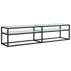 Meuble TV Noir en Verre Effet Marbre - 180 cm-Mon Meuble TV-Noir et marbre noir-160 cm-1-2