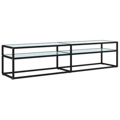 Meuble TV Noir en Verre Effet Marbre - 180 cm