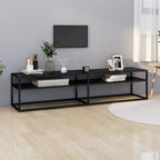 Meuble TV Noir en Verre Effet Marbre - 180 cm-Mon Meuble TV-Noir et marbre noir-180 cm-1-19