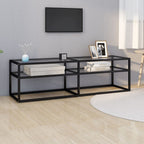 Meuble TV Noir en Verre Effet Marbre - 180 cm-Mon Meuble TV-Noir et transparent-140 cm-1-22