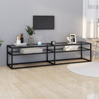 Meuble TV Noir en Verre Effet Marbre - 180 cm-Mon Meuble TV-Noir et transparent-180 cm-1-24