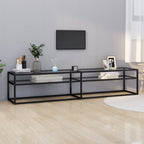 Meuble TV Noir en Verre Effet Marbre - 180 cm-Mon Meuble TV-Noir et transparent-200 cm-1-25