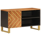 Meuble TV Noir et Marron Foncé en Manguier - 80 cm-Mon Meuble TV-2