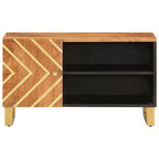 Meuble TV Noir et Marron Foncé en Manguier - 80 cm-Mon Meuble TV-4