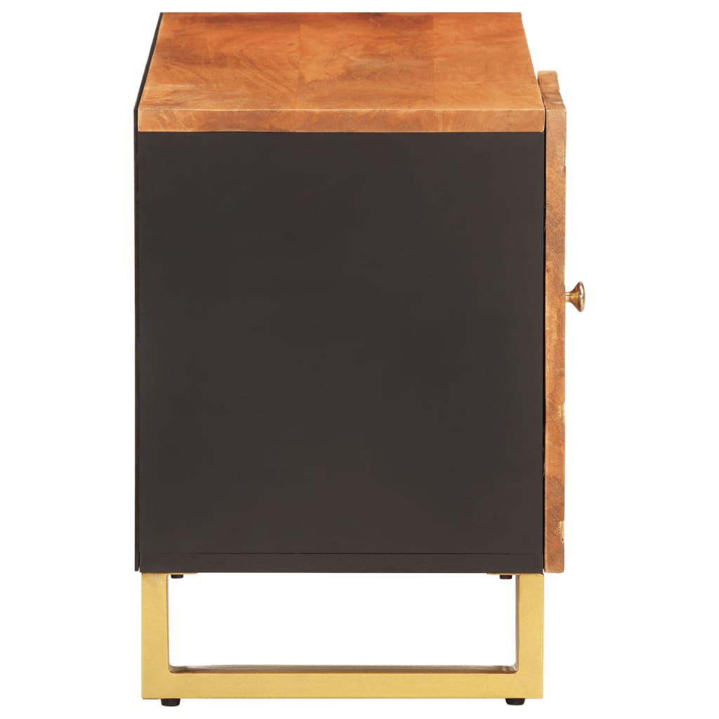 Meuble TV Noir et Marron Foncé en Manguier - 80 cm-Mon Meuble TV-5