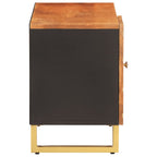 Meuble TV Noir et Marron Foncé en Manguier - 80 cm-Mon Meuble TV-5