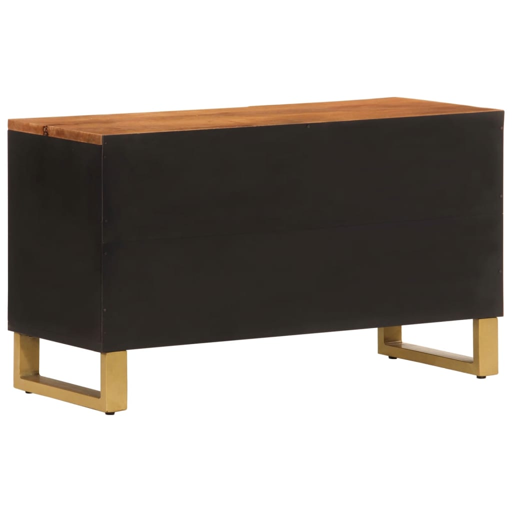 Meuble TV Noir et Marron Foncé en Manguier - 80 cm-Mon Meuble TV-6