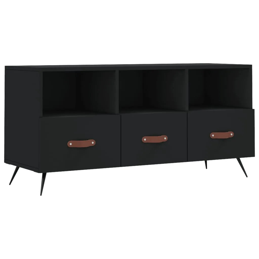 Meuble TV Noir et Métal - 102 cm-Mon Meuble TV-Chêne sonoma-1-2