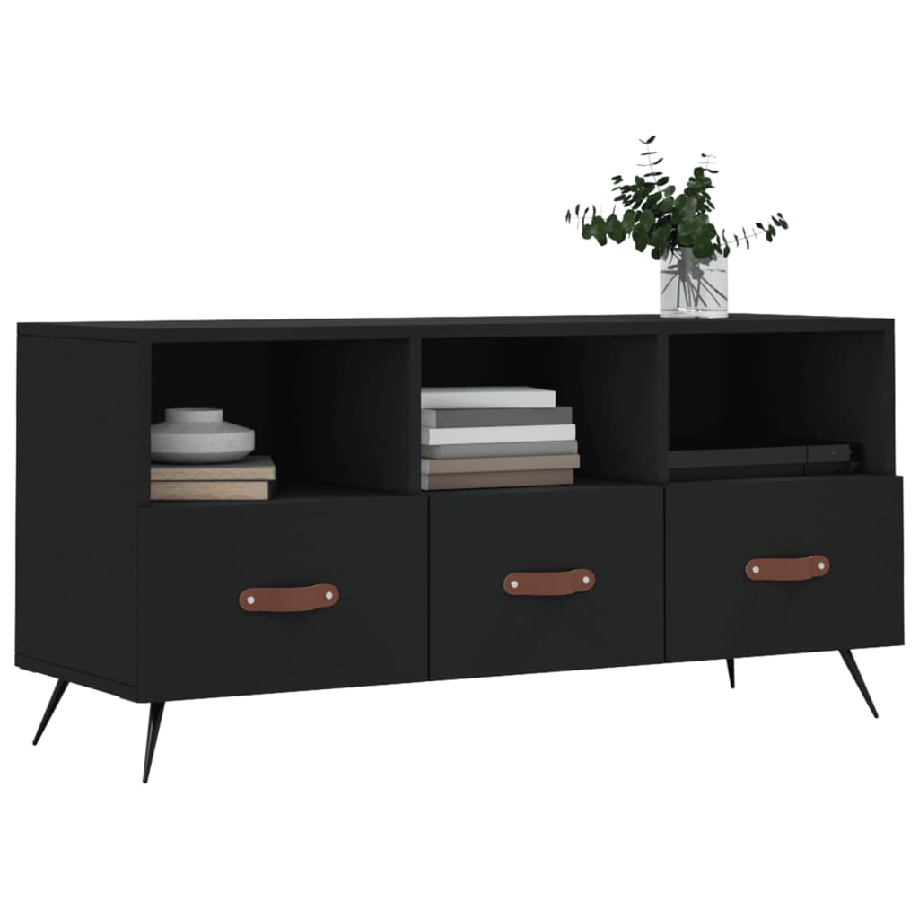 Meuble TV Noir et Métal - 102 cm-Mon Meuble TV-Chêne sonoma-1-3