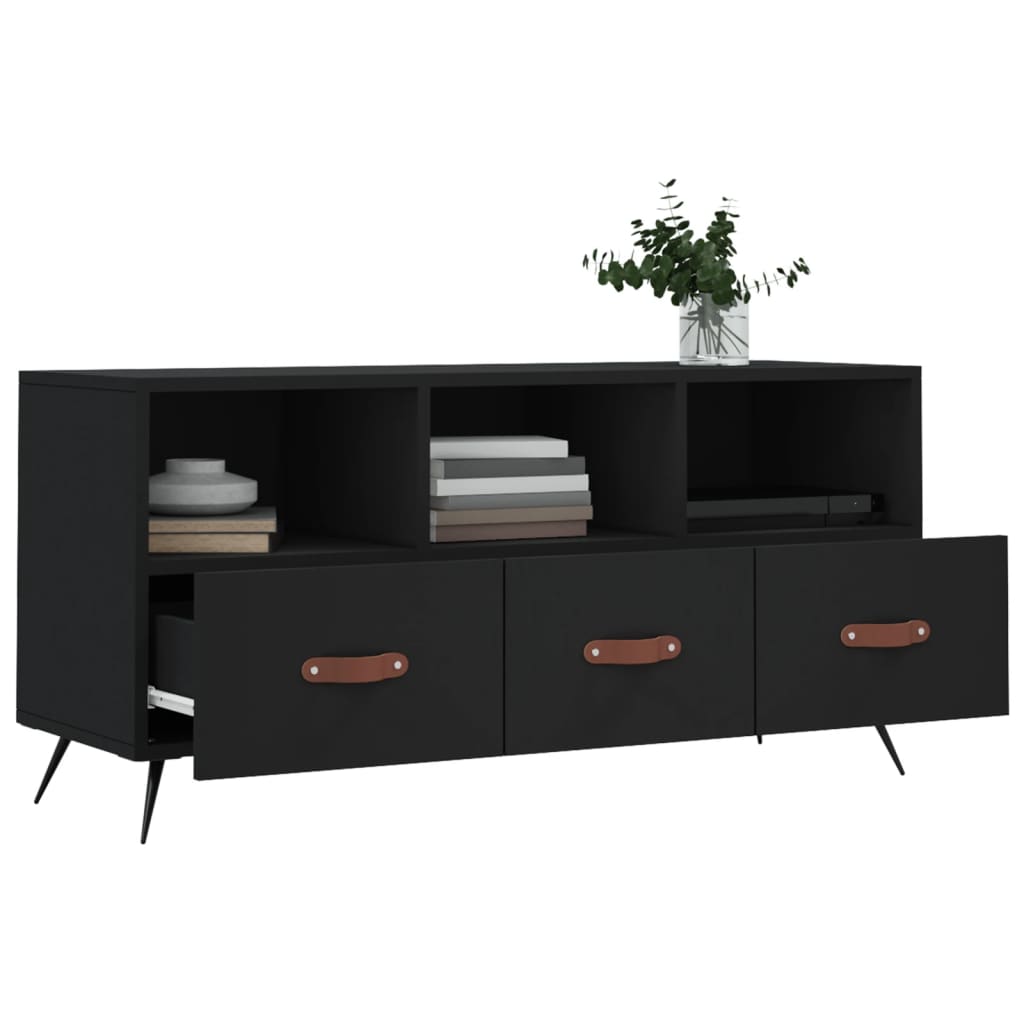 Meuble TV Noir et Métal - 102 cm-Mon Meuble TV-Chêne sonoma-1-4