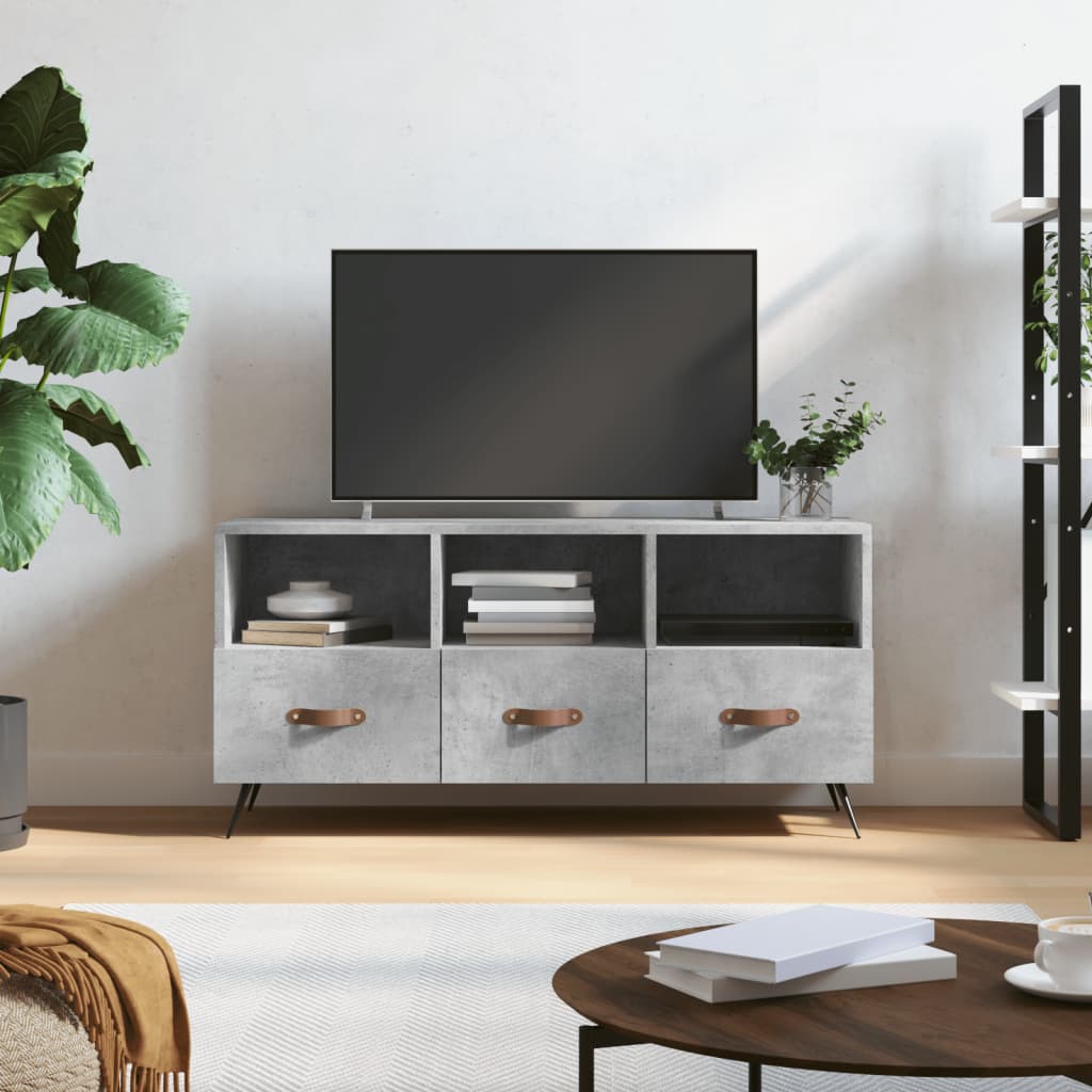 Meuble TV Noir et Métal - 102 cm-Mon Meuble TV-Gris béton-1-14