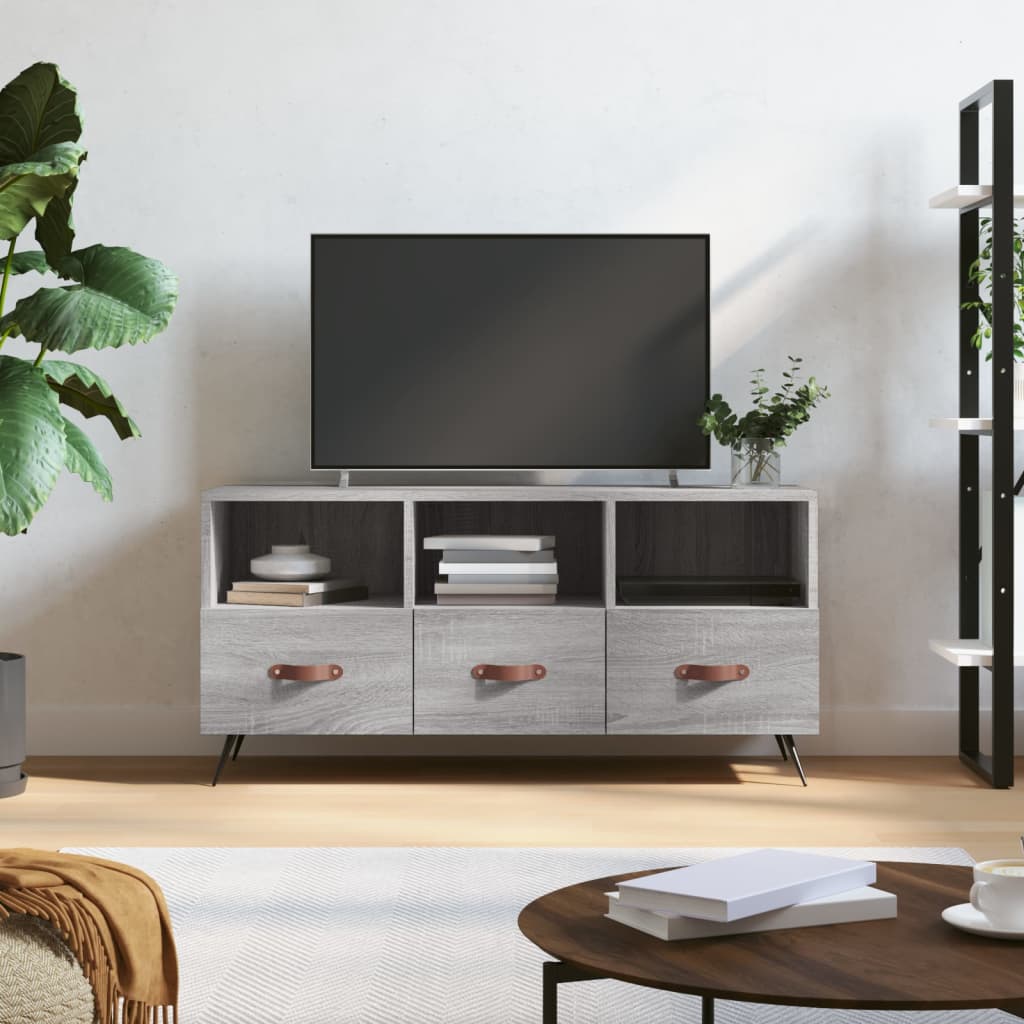 Meuble TV Noir et Métal - 102 cm-Mon Meuble TV-Sonoma gris-1-16