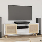Meuble TV Noir et Rotin Naturel - 105 cm-Mon Meuble TV-Blanc-1-10