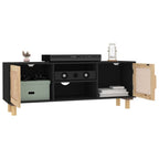 Meuble TV Noir et Rotin Naturel - 105 cm-Mon Meuble TV-Blanc-1-3