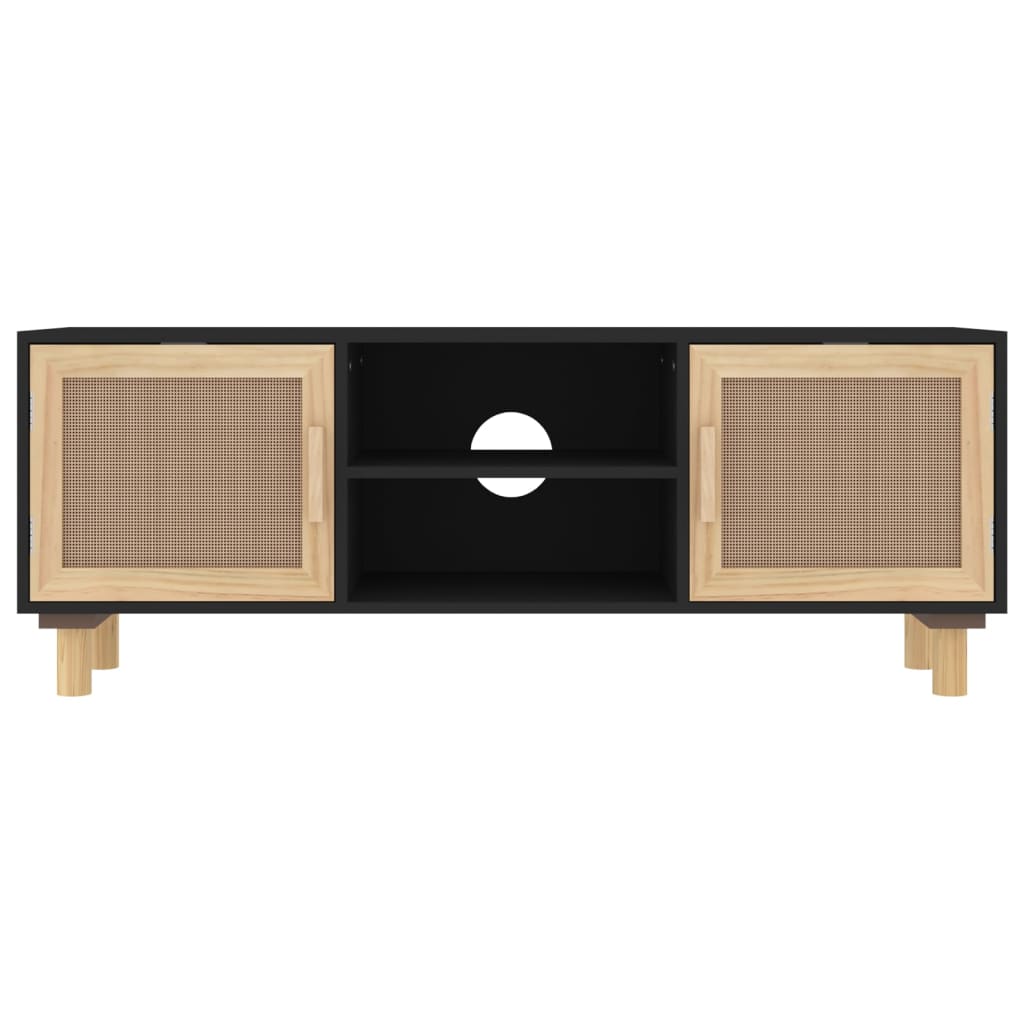 Meuble TV Noir et Rotin Naturel - 105 cm-Mon Meuble TV-Blanc-1-4