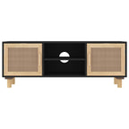 Meuble TV Noir et Rotin Naturel - 105 cm-Mon Meuble TV-Blanc-1-4