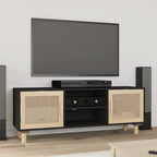 Meuble TV Noir et Rotin Naturel - 105 cm-Mon Meuble TV-Noir-1-1