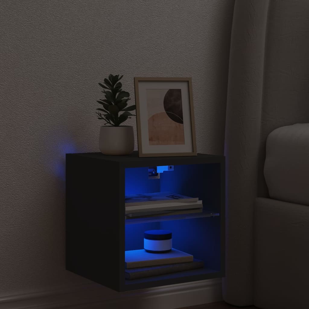 Meuble TV Noir LED Mural - 30 cm-Mon Meuble TV-30 cm-30 cm-1-3