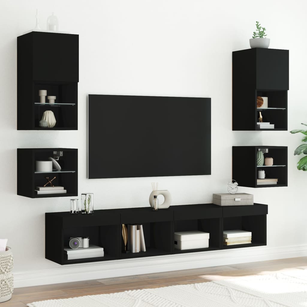 Meuble TV Noir LED Mural - 30 cm-Mon Meuble TV-30 cm-30 cm-1-5