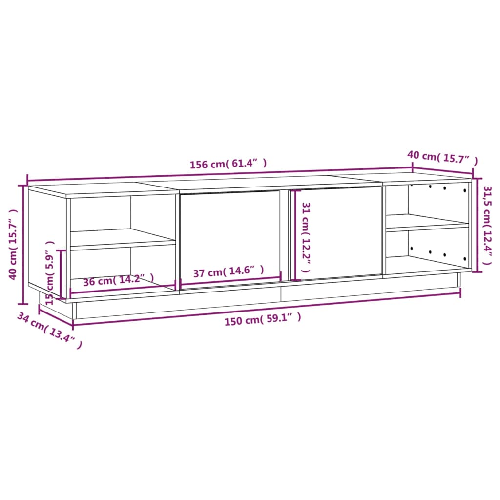 Meuble TV Noir Mat et Bois Massif - 156 cm-Mon Meuble TV-Blanc-1-10