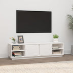 Meuble TV Noir Mat et Bois Massif - 156 cm-Mon Meuble TV-Blanc-1-12