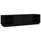Meuble TV Noir Mat et Bois Massif - 156 cm-Mon Meuble TV-Blanc-1-2