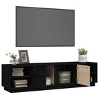 Meuble TV Noir Mat et Bois Massif - 156 cm-Mon Meuble TV-Blanc-1-5