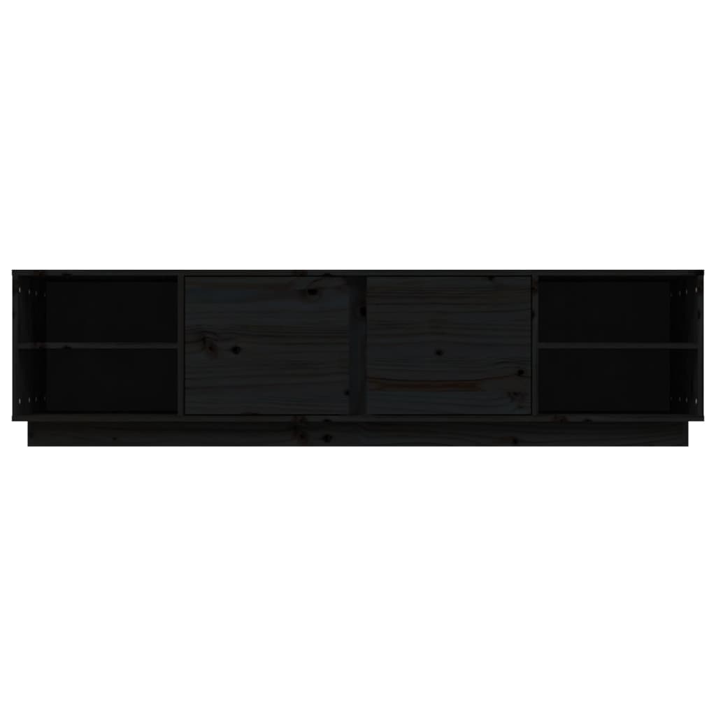 Meuble TV Noir Mat et Bois Massif - 156 cm-Mon Meuble TV-Blanc-1-6
