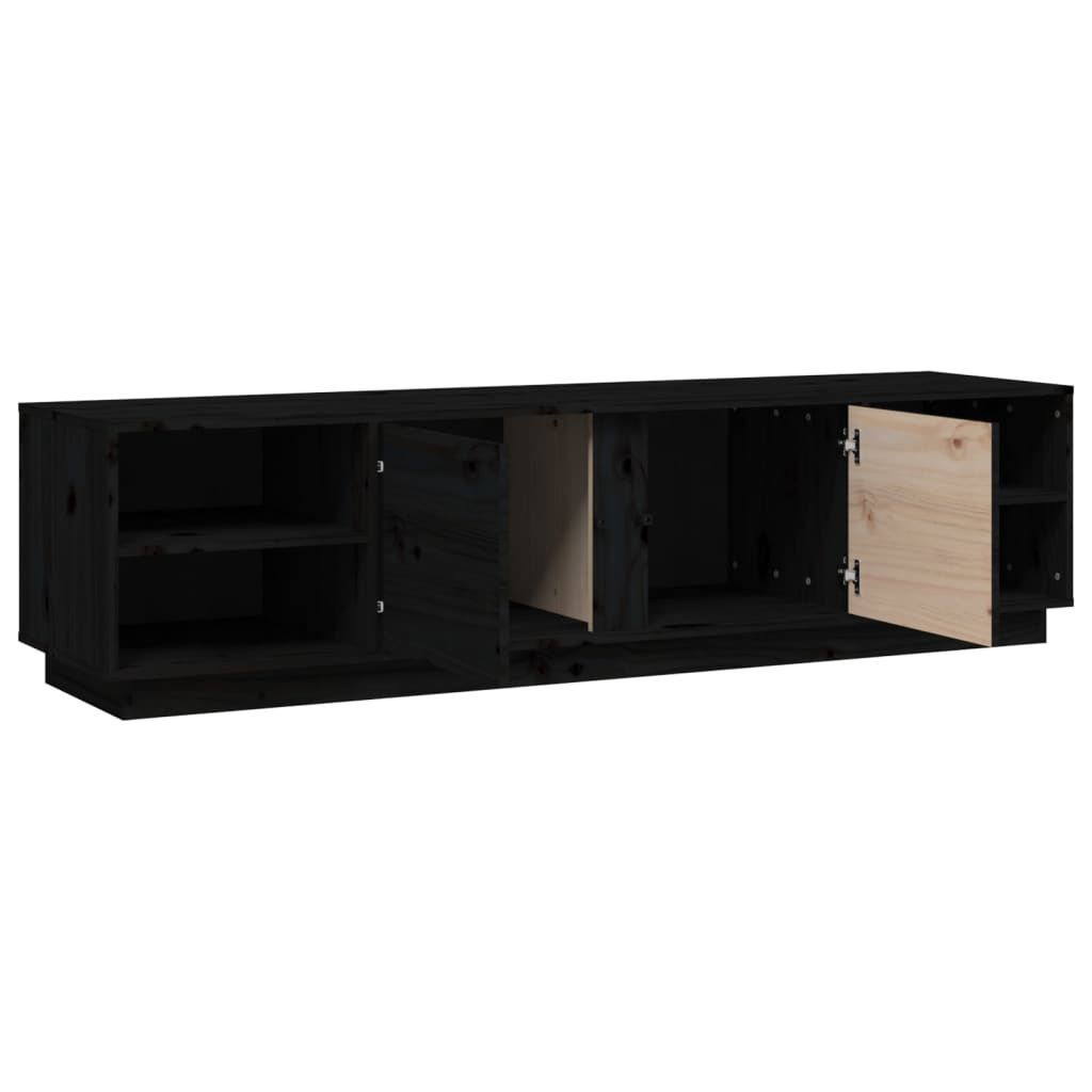 Meuble TV Noir Mat et Bois Massif - 156 cm-Mon Meuble TV-Blanc-1-7