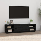 Meuble TV Noir Mat et Bois Massif - 156 cm-Mon Meuble TV-Noir-1-1