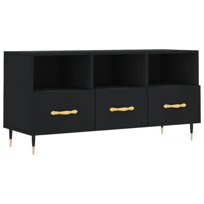 Meuble TV Noir Moderne aux Pieds en Fer - 102 cm