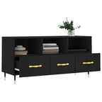 Meuble TV Noir Moderne aux Pieds en Fer - 102 cm-Mon Meuble TV-Chêne fumé-1-4