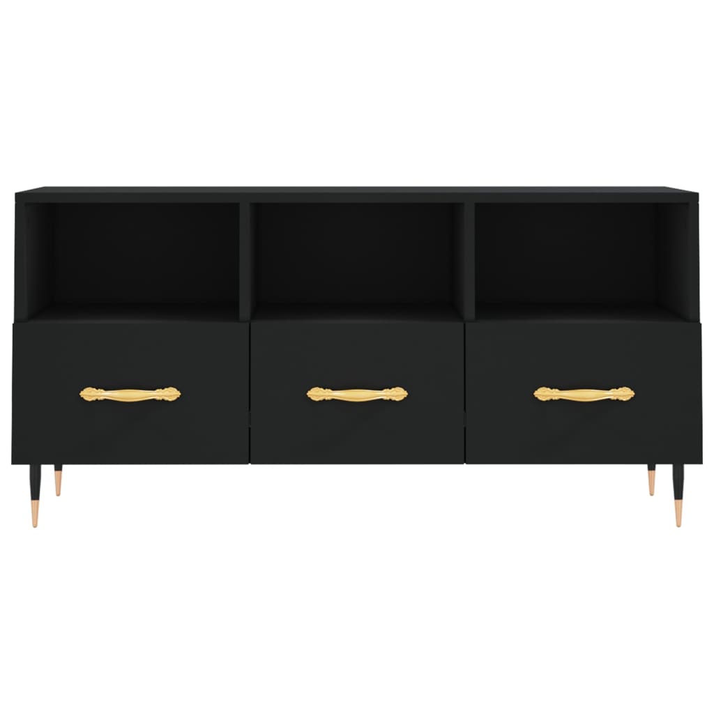 Meuble TV Noir Moderne aux Pieds en Fer - 102 cm-Mon Meuble TV-Chêne fumé-1-5