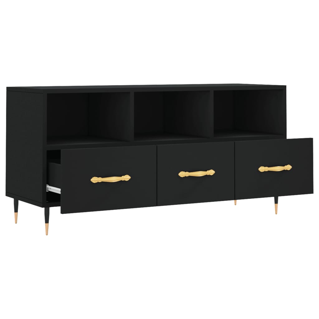 Meuble TV Noir Moderne aux Pieds en Fer - 102 cm-Mon Meuble TV-Chêne fumé-1-6