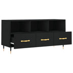 Meuble TV Noir Moderne aux Pieds en Fer - 102 cm-Mon Meuble TV-Chêne fumé-1-6