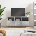 Meuble TV Noir Moderne aux Pieds en Fer - 102 cm-Mon Meuble TV-Gris béton-1-13