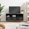 Meuble TV Noir Moderne aux Pieds en Fer - 102 cm-Mon Meuble TV-Noir-1-1