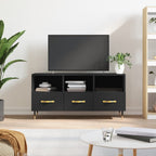 Meuble TV Noir Moderne aux Pieds en Fer - 102 cm-Mon Meuble TV-Noir-1-1