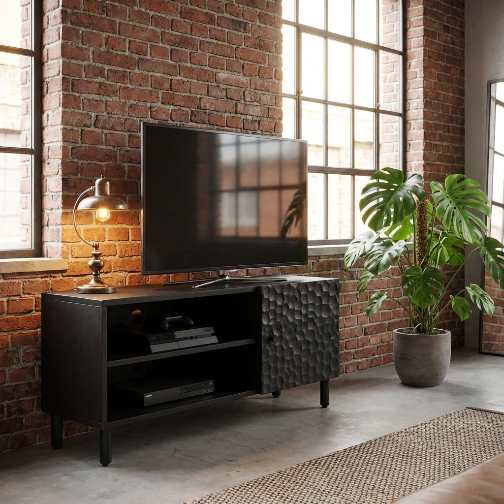 meuble-tv-noir-sur-pied-en-manguier-80-cm-decor