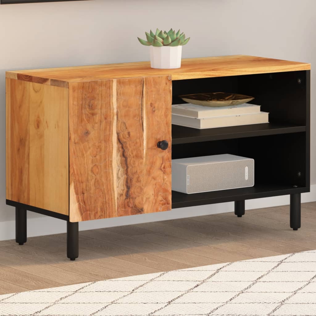 Meuble TV Noir sur Pied en Manguier - 80 cm-Mon Meuble TV-Naturel-Bois d'acacia massif-1-13